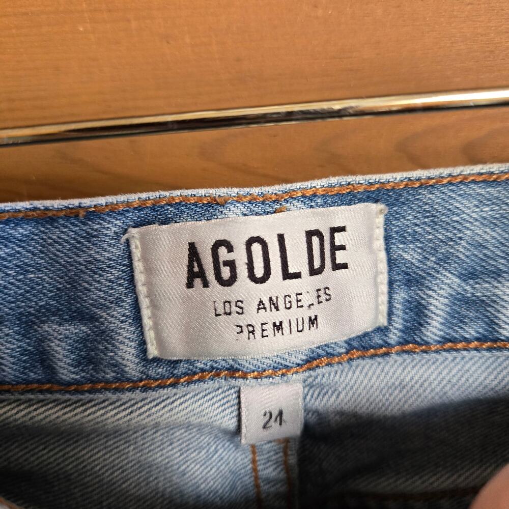 Anthropologie Agolde Remy High Rise Jean Straight Raw Hem Renewable Wash 24 Boho - Picture 5 of 7